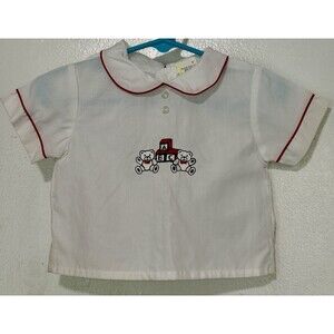 Vintage White With Red Piping & ABC Graphic Infant Size 3-6 Months